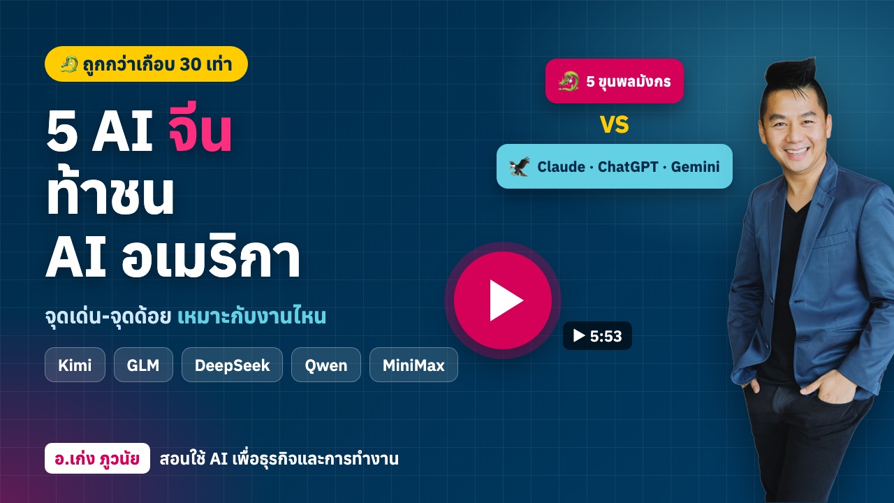 ใหม่! 5 AI จีน เทียบ USA จุดเด่น-จุดด้อย เหมาะกับงานอะไร? ถูกกว่าเกือบ 30 เท่า