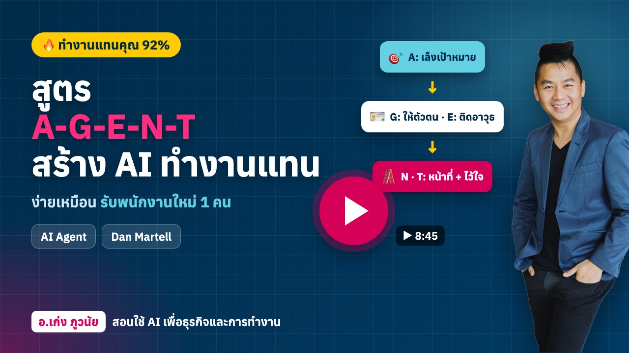 เปิดสูตร A-G-E-N-T! สร้าง AI ทำงานแทนคุณ 92% ง่ายเหมือนรับพนักงานใหม่