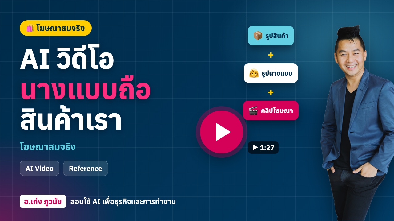 AI วีดีโอโฆษณาสมจริง "นางแบบถือสินค้าของเรา"