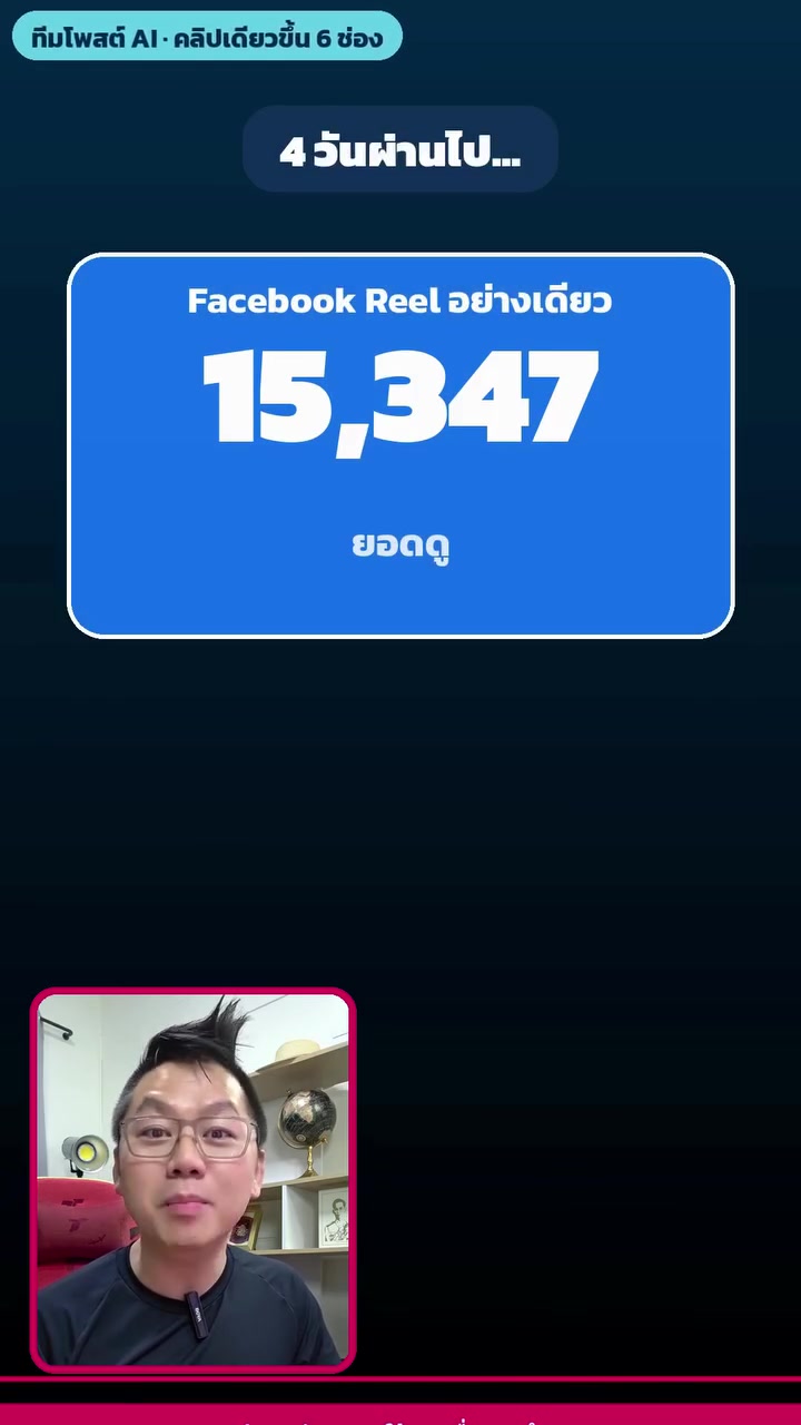 Facebook Reel อย่างเดียว 15,347 วิว