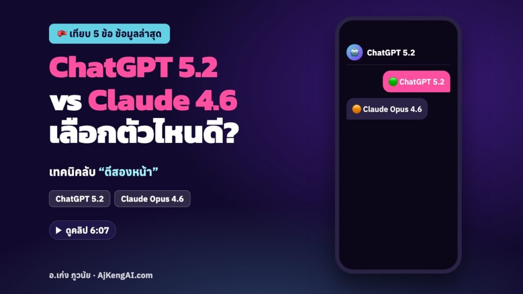 ปกบทความ: ChatGPT 5.2 vs Claude 4.6 เลือกตัวไหนดี?