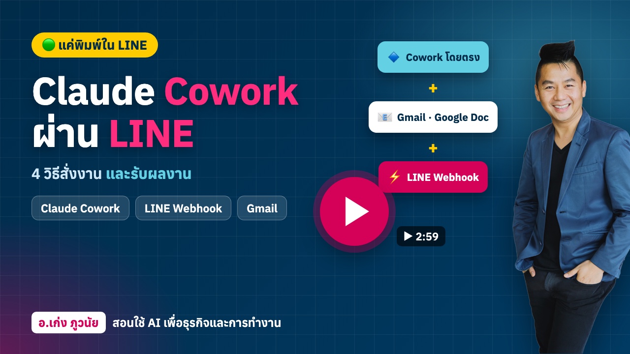 Claude Cowork ผ่าน LINE: 4 วิธีสั่งงานและรับผลงานทางไลน์ สั่งตีสาม ตื่นมาผลงานรอแล้ว