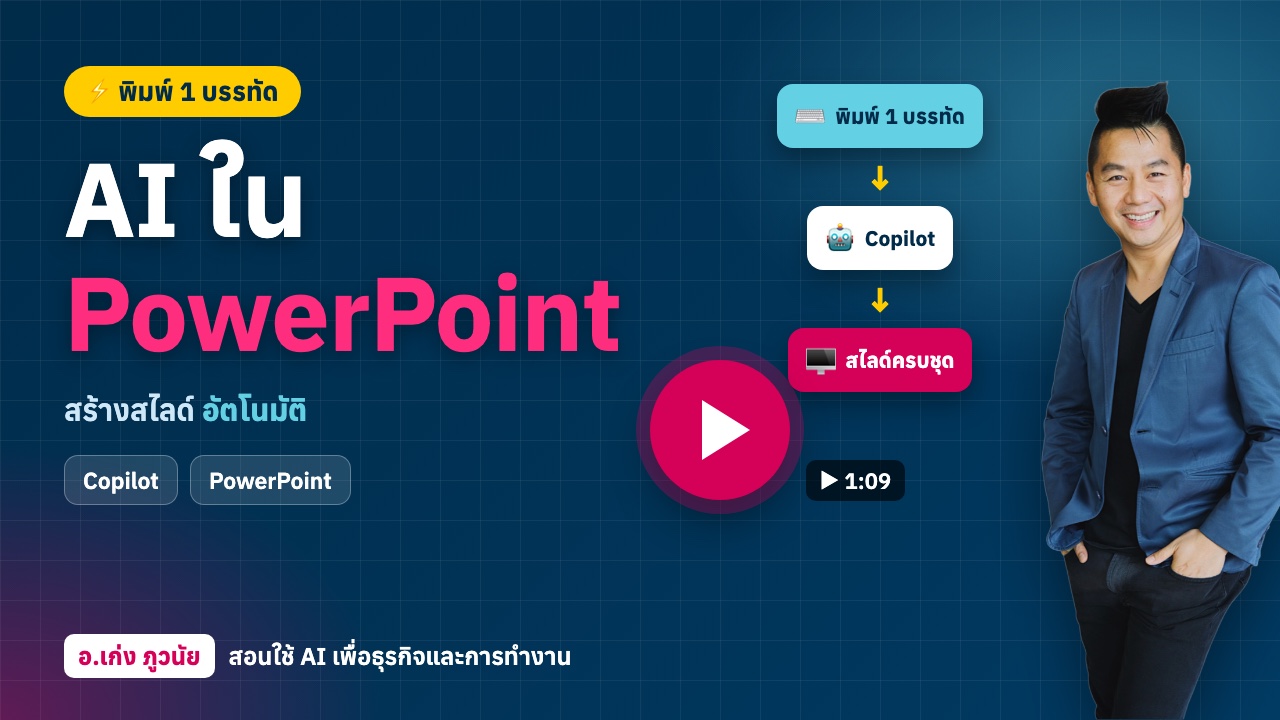 ใหม่! AI ใน "Microsoft PowerPoint" พิมพ์แค่ 1 บรรทัด ก็สร้างสไลด์ให้อัตโนมัติ