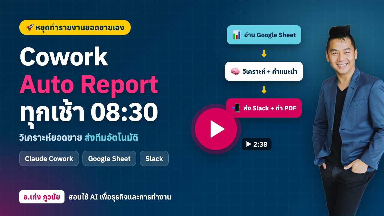 Cowork Auto Report Workflow: ให้ AI วิเคราะห์ยอดขายส่งทีมทุกเช้าอัตโนมัติ (พร้อม Prompt)