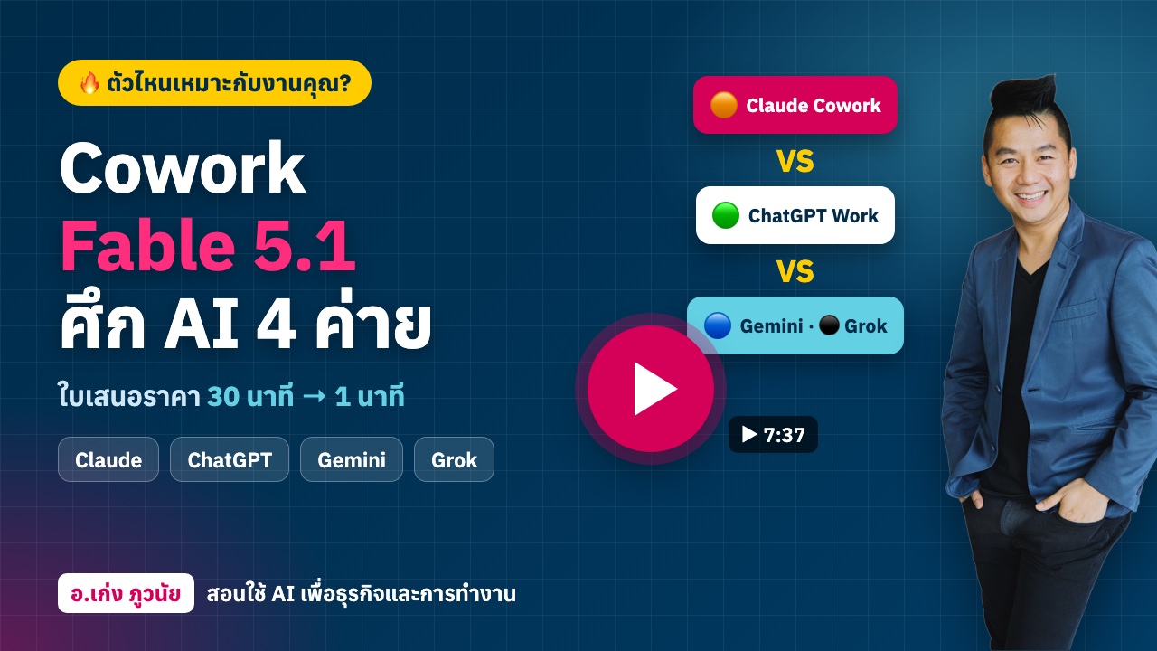 Cowork Fable 5.1 เทียบ ChatGPT Work, Gemini Spark, Grok Bot ตัวไหนเหมาะกับงานคุณ? + 3 สูตรใช้จริงในธุรกิจ