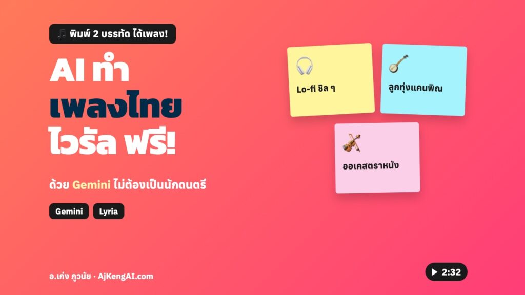 ปกบทความ: AI ทำ เพลงไทย ไวรัล ฟรี!