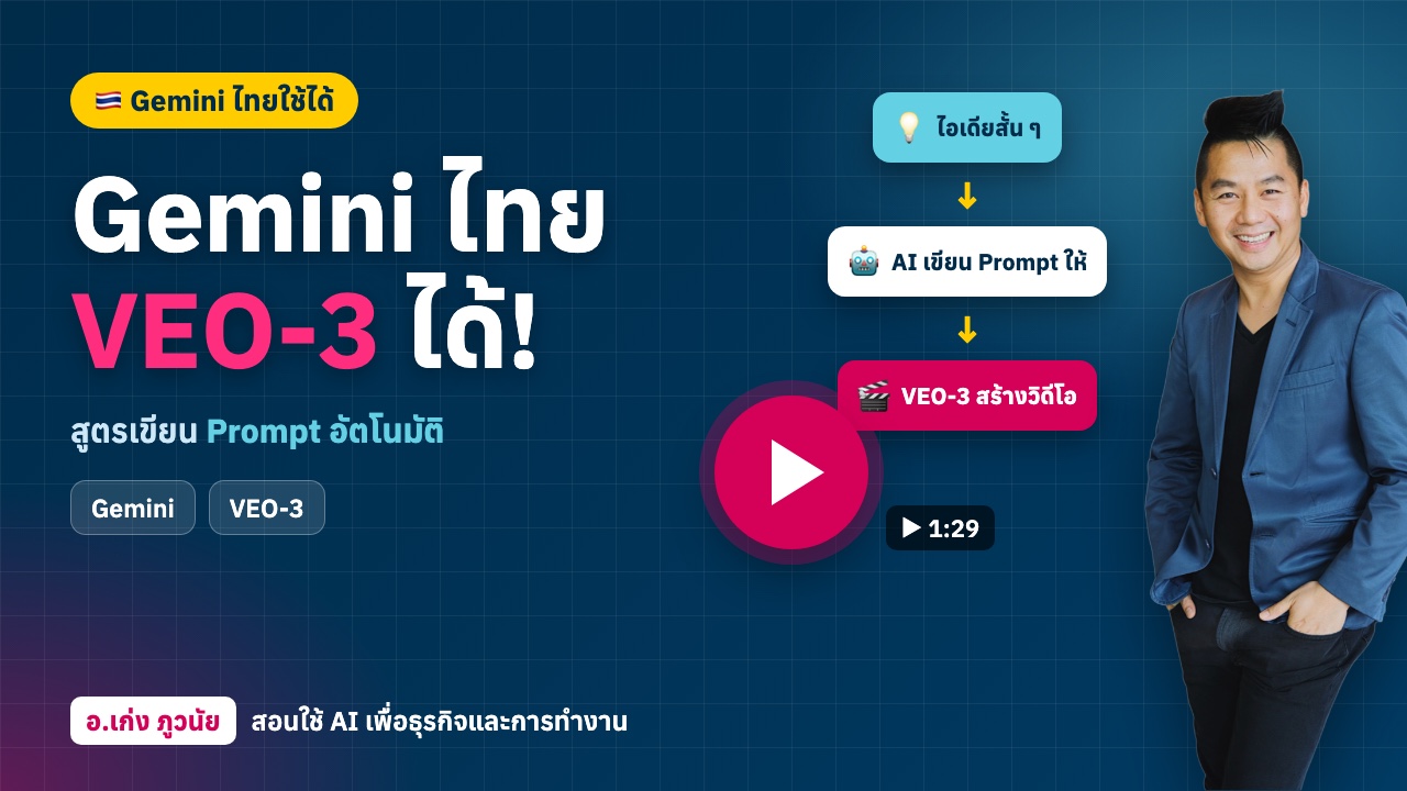 ใหม่! Gemini ไทยเปิดให้ใช้ VEO-3 ได้แล้ว พร้อมสูตรเขียน Prompt สร้างวิดีโออัตโนมัติ