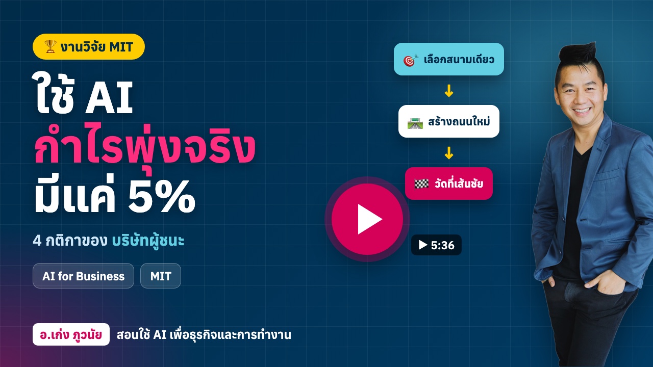 บริษัทใช้ AI “กำไรพุ่งจริง” MIT เผยมีแค่ 5% ที่ทำได้ เขาทำยังไง? 4 กติกาของผู้ชนะ