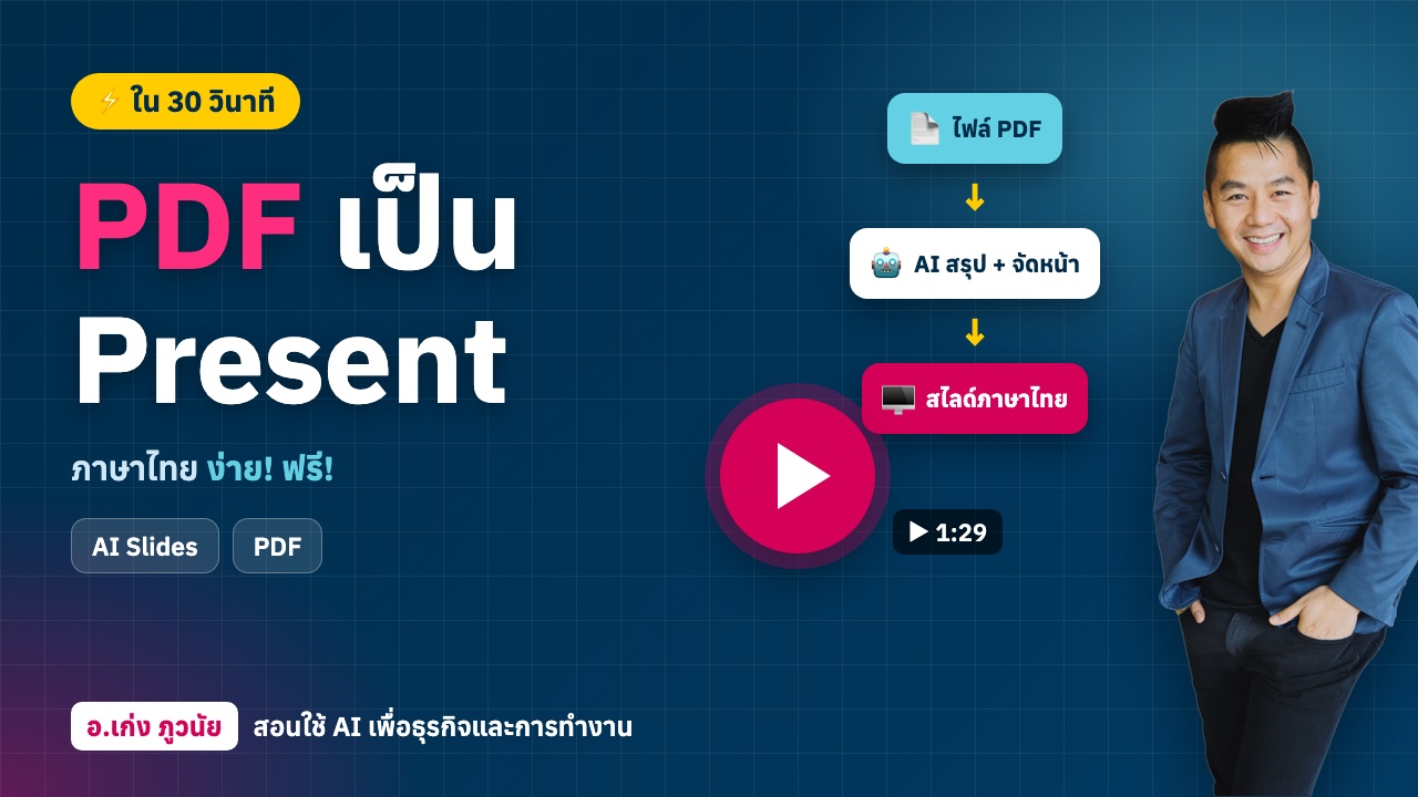 เปลี่ยน PDF เป็น Present ภาษาไทย ง่าย! ฟรี! ใน 30 วินาที