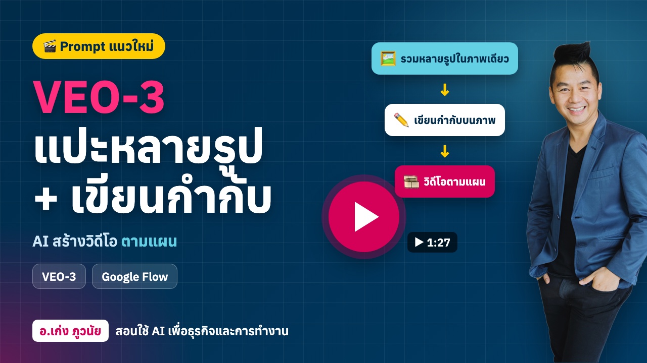 ใหม่! Prompt VEO-3 แนวใหม่ ง่าย ๆ แค่แปะหลายรูป + เขียนกำกับ